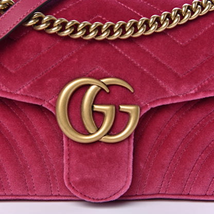 Gucci Velvet Matelasse Small GG Marmont Shoulder Bag Light Raspberry Rose 10 of 10