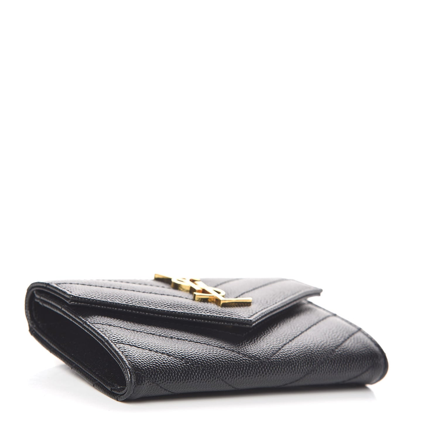 Grain De Poudre Matelasse Chevron Small Monogram Envelope Wallet Black
