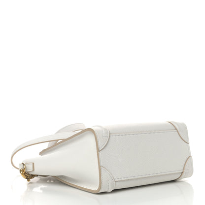 Celine Drummed Calfskin Nano Luggage Optic White 3 of 4
