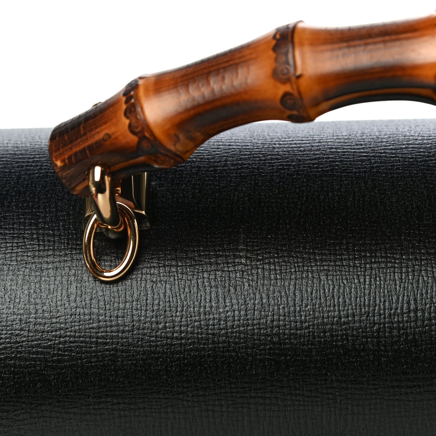 Calfskin Small Padlock Bamboo Shoulder Bag Black