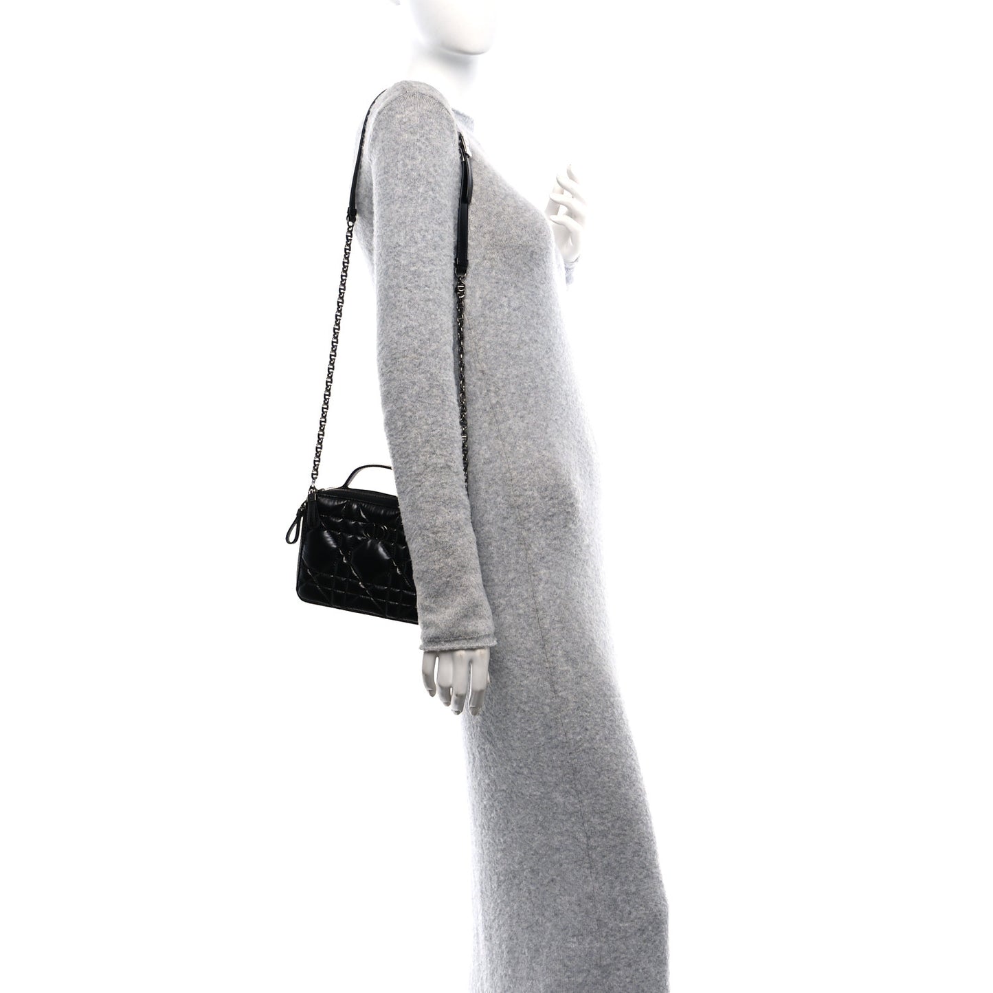 Calfskin Macrocannage Caro Box Bag Black