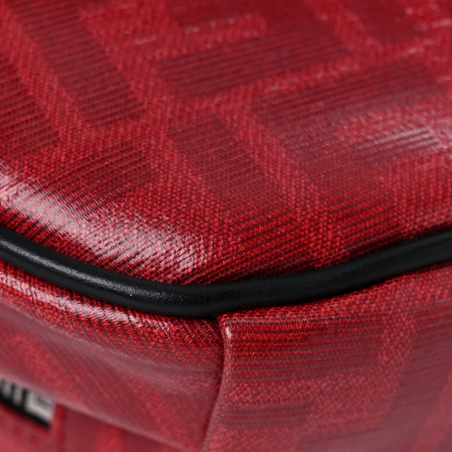 Glazed Fabric Vitello Century FF 1974 Stamp Patch Pocket Belt Bag Rosso