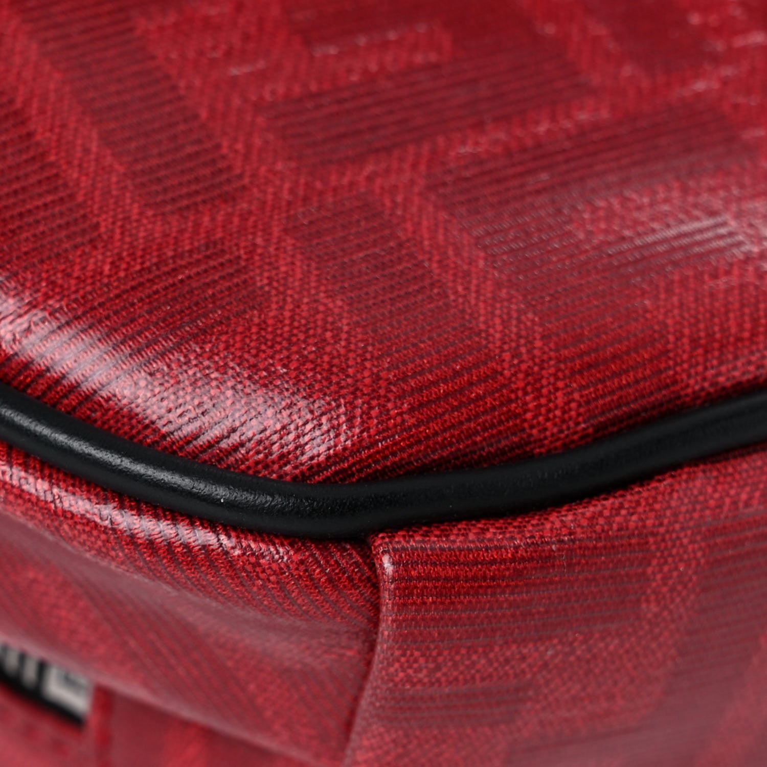 Fendi Glazed Fabric Vitello Century FF 1974 Stamp Patch Pocket Belt Bag Rosso 10 of 12