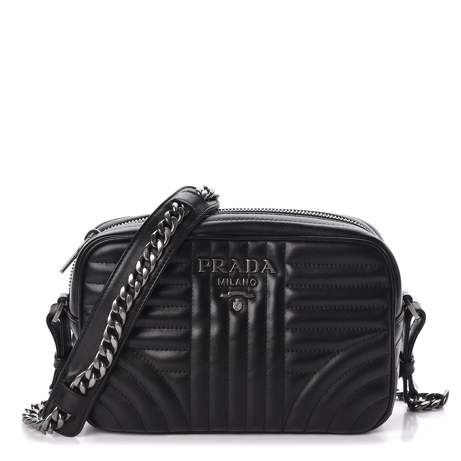 Prada Soft Calfskin Diagramme Crossbody Bag Black 1 of 9
