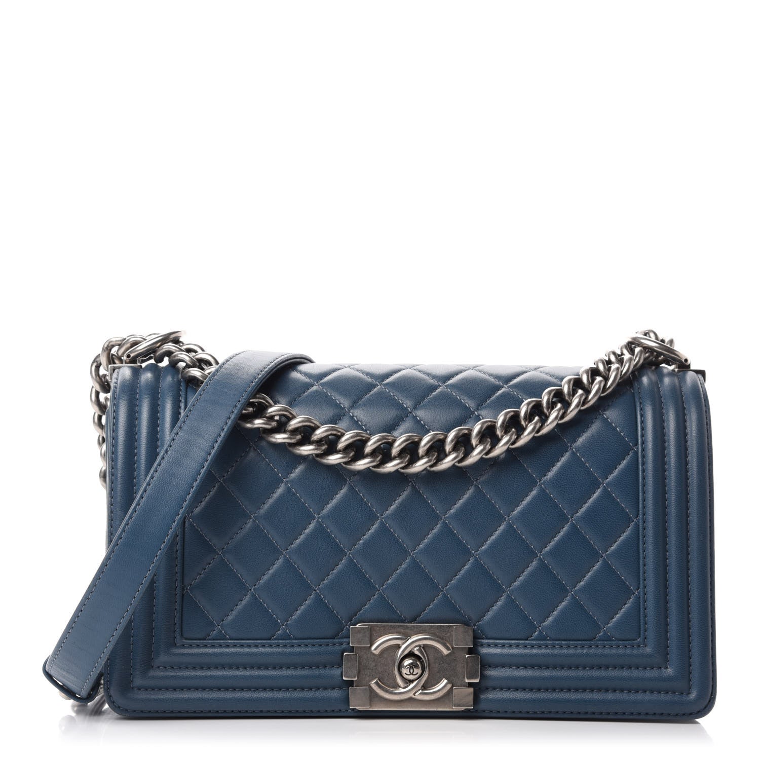 Chanel Lambskin Quilted Medium Boy Flap Blue 1 of 10