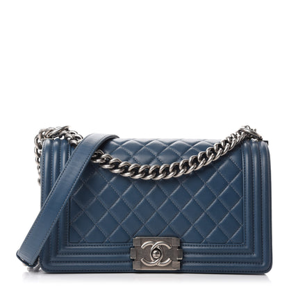 Chanel Lambskin Quilted Medium Boy Flap Blue 1 of 10