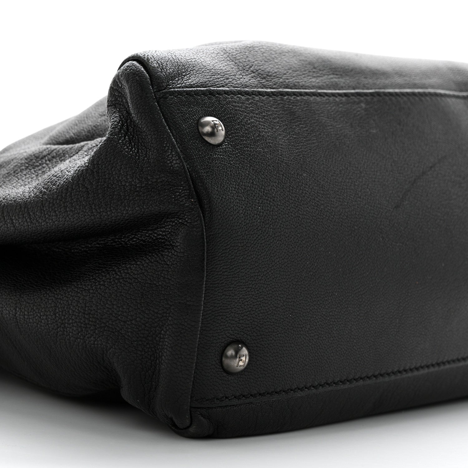 Fendi Goatskin Zucca Large Peekaboo Iconic Satchel Black Tobacco 10 of 11