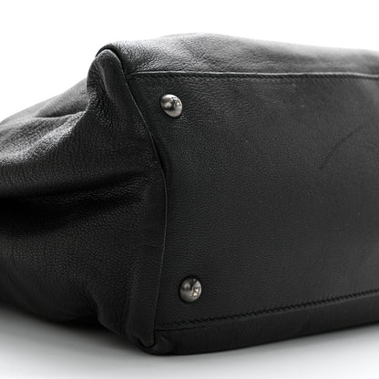 Fendi Goatskin Zucca Large Peekaboo Iconic Satchel Black Tobacco 10 of 11