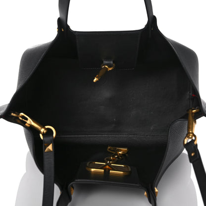 Valentino Garavani Grainy Calfskin Medium VLogo Escape Shopper Black 6 of 11