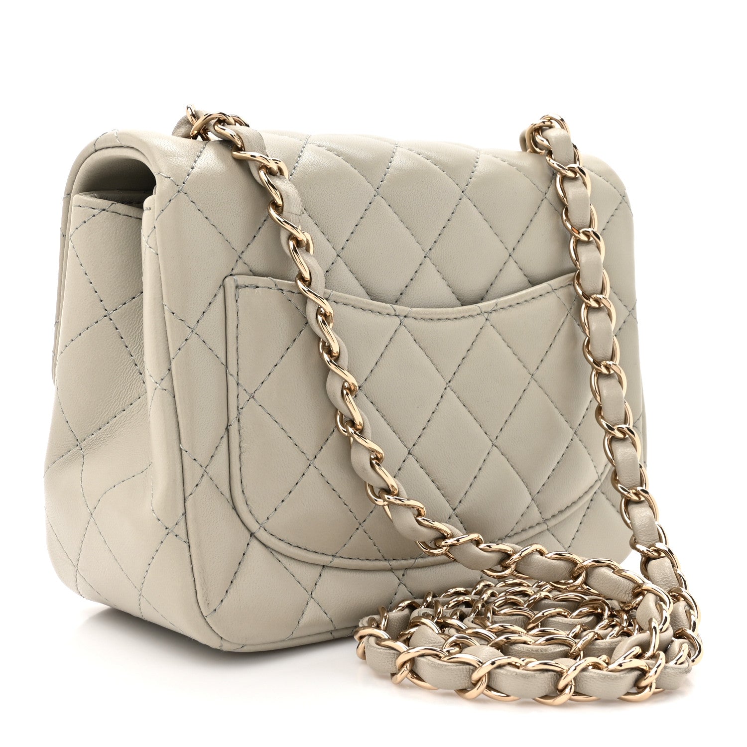 Chanel Lambskin Quilted Mini Square Flap Grey 3 of 13