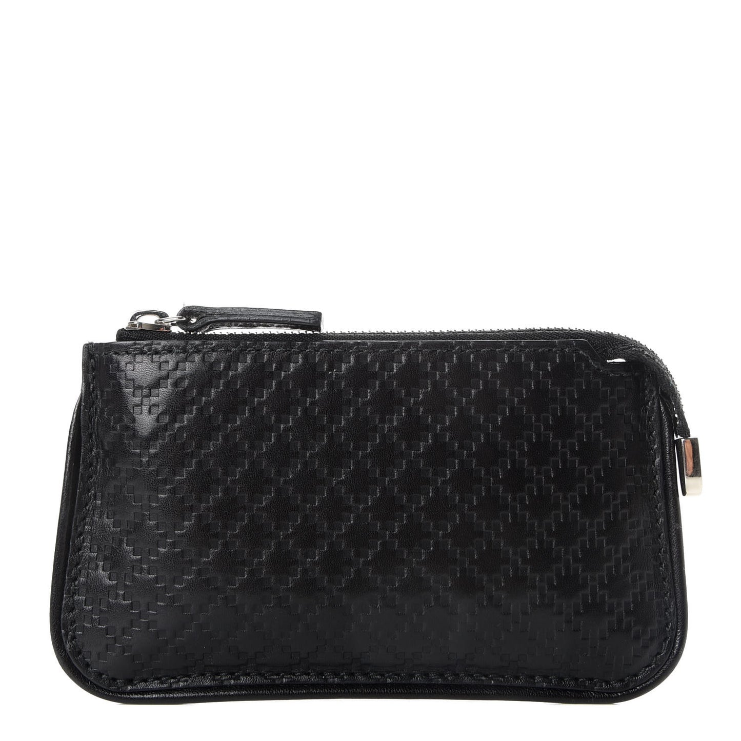Calfskin Diamante Embossed Key Case Black