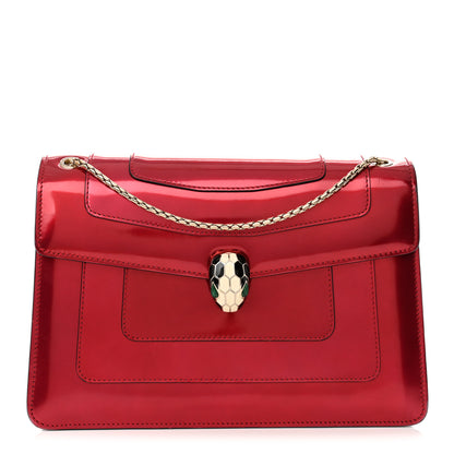 Bulgari Metallic Calfskin Serpenti Forever Shoulder Bag Red 1 of 10