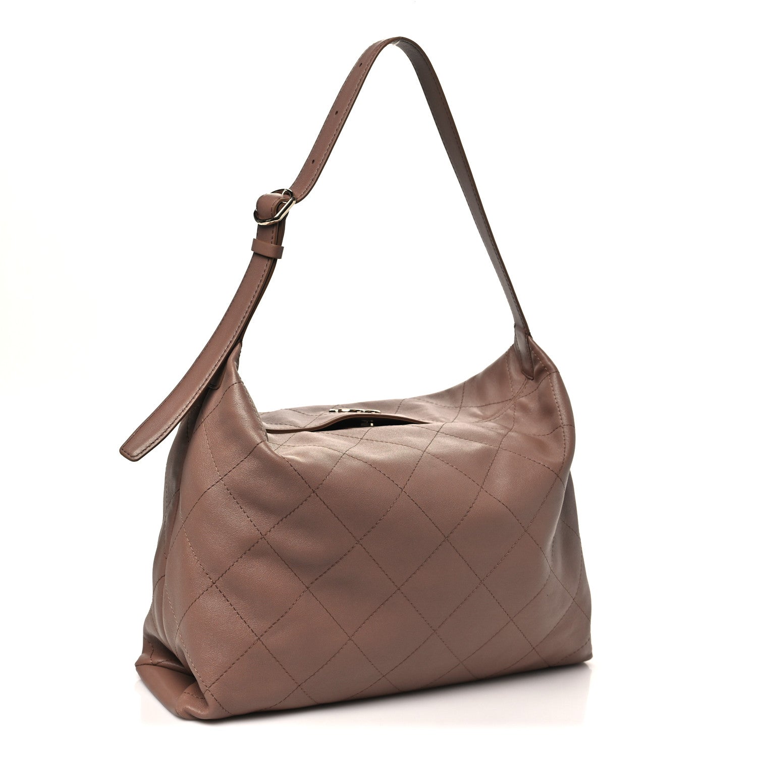 Chanel Shiny Lambskin Quilted Maxi Hobo Brown 3 of 10