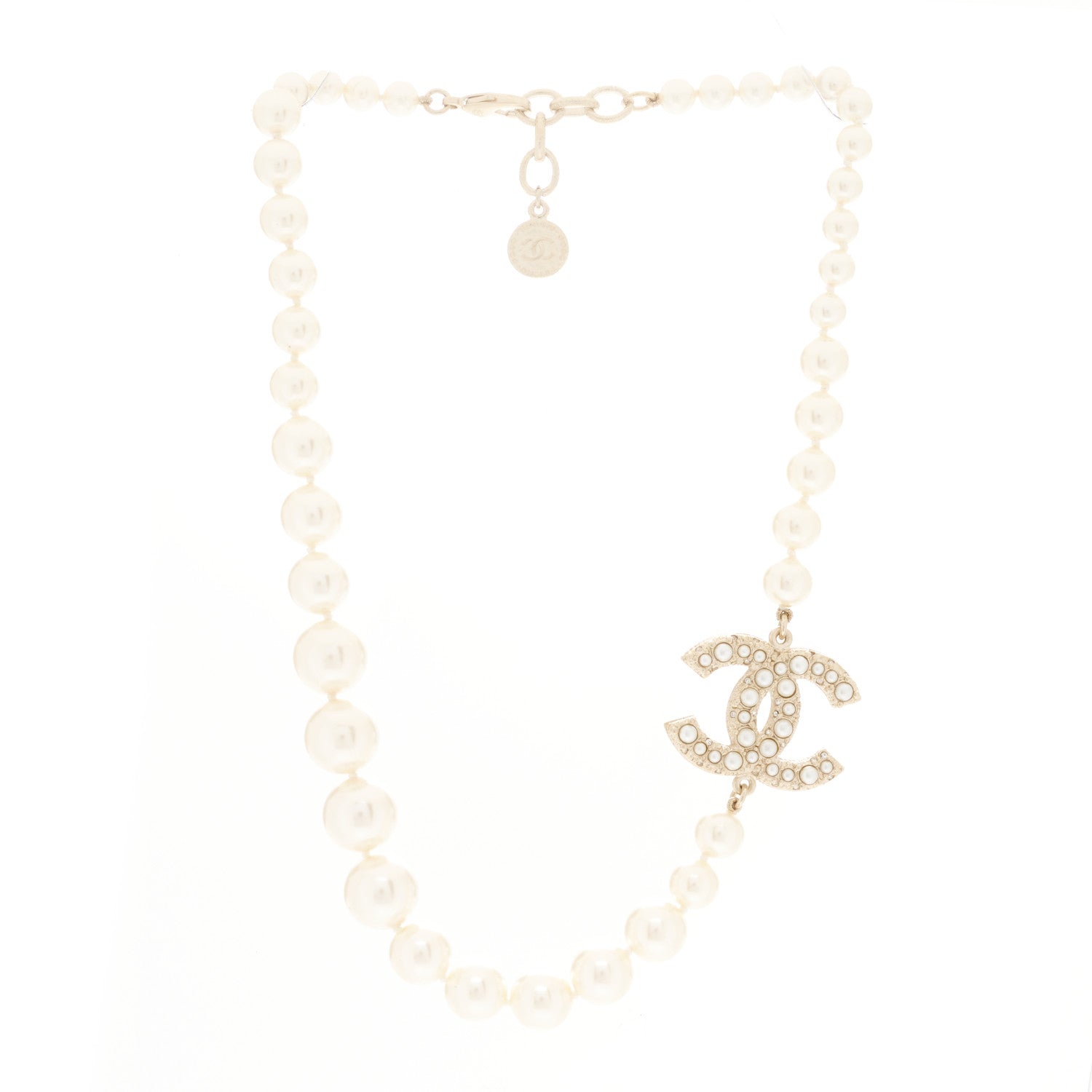 Chanel Pearl CC 100th Anniversary Necklace Light Gold 3 of 6