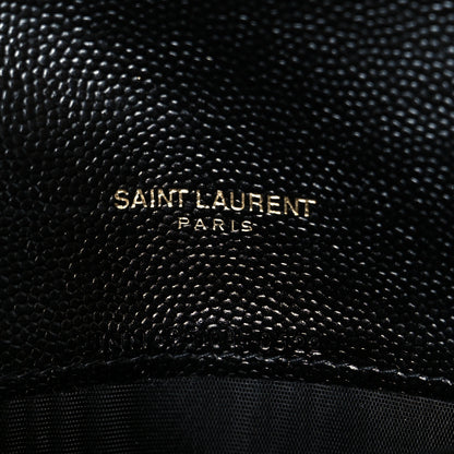 Saint Laurent Grain De Poudre Matelasse Chevron Monogram Envelope Chain Wallet Black 9 of 20