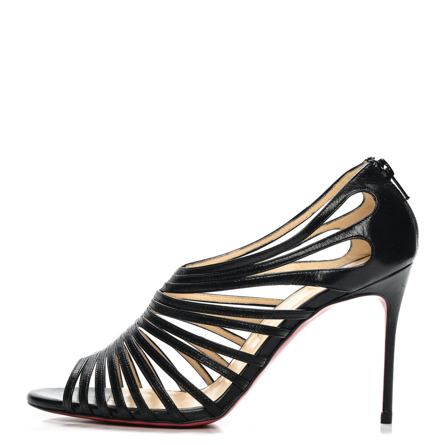 Christian Louboutin Kid Leather Multibrida 85 Cage Sandals 38.5 Black 1 of 7