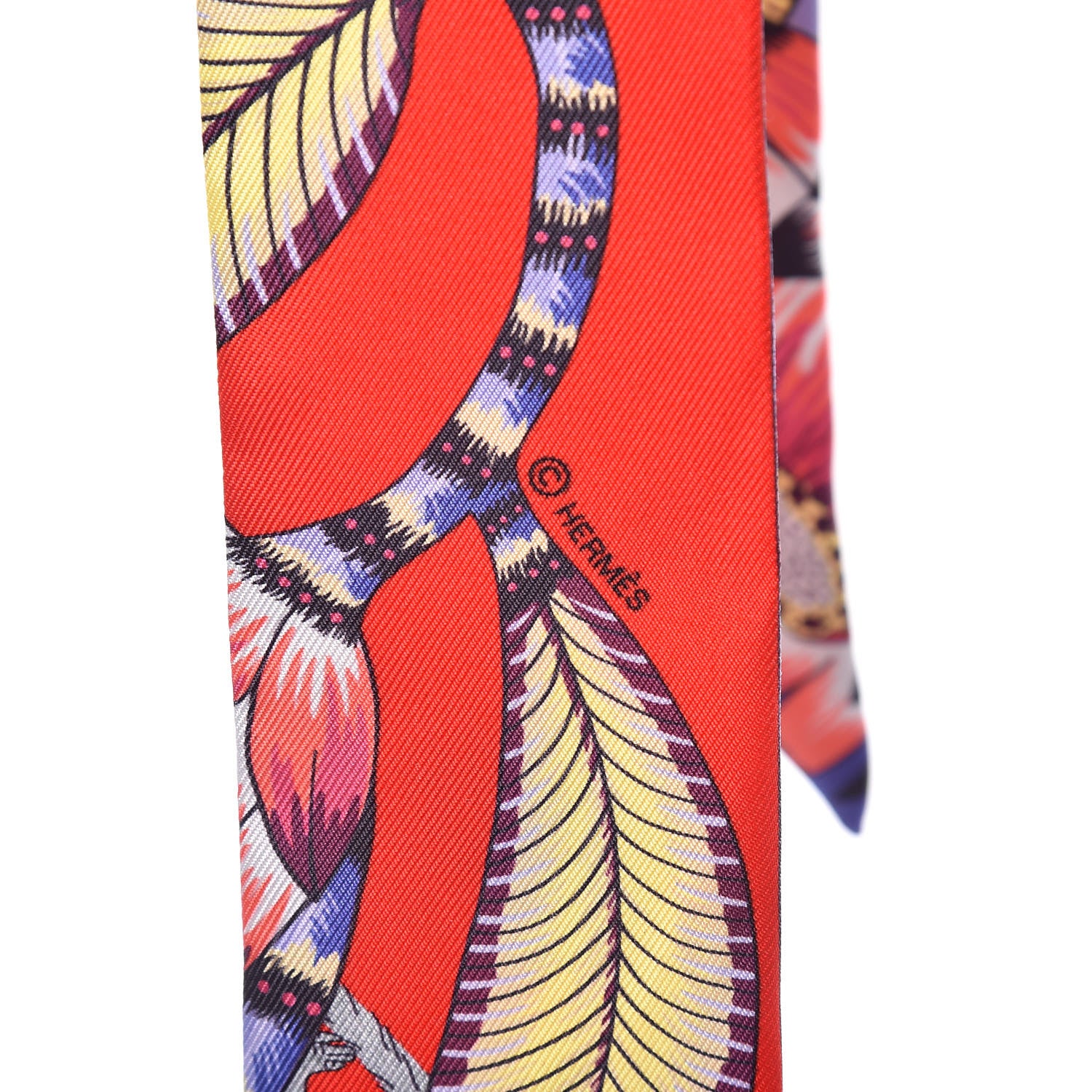 Hermes Silk The Savana Dance Twilly Rouge Parme Corail 5 of 5