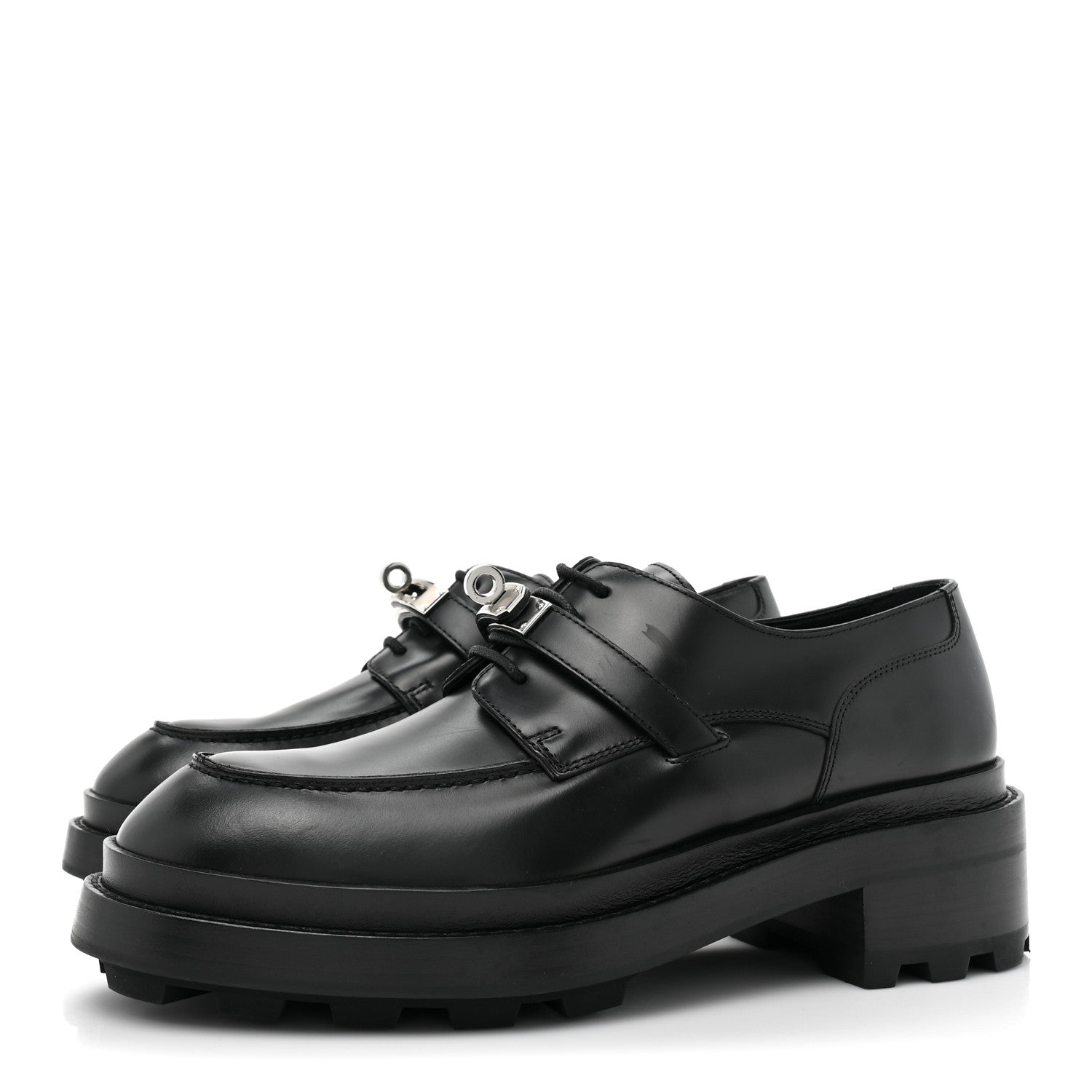 Hermes Glossed Calfskin First Oxford 39.5 Black 3 of 13