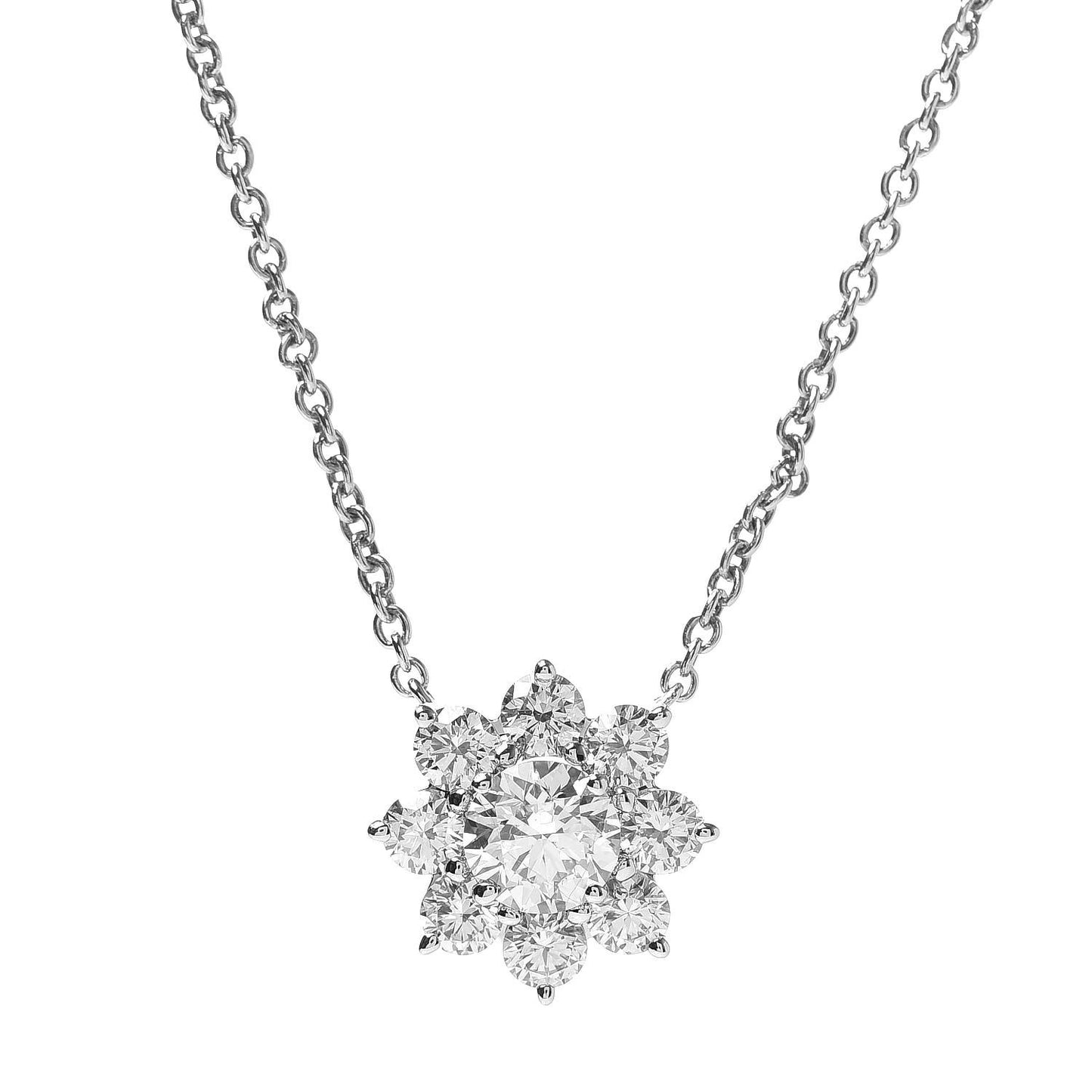 Platinum Diamond Petite Sunflower Pendant Necklace