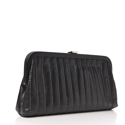 Chanel Lambskin Vertical Quilted Mademoiselle Clutch Black 2 of 8