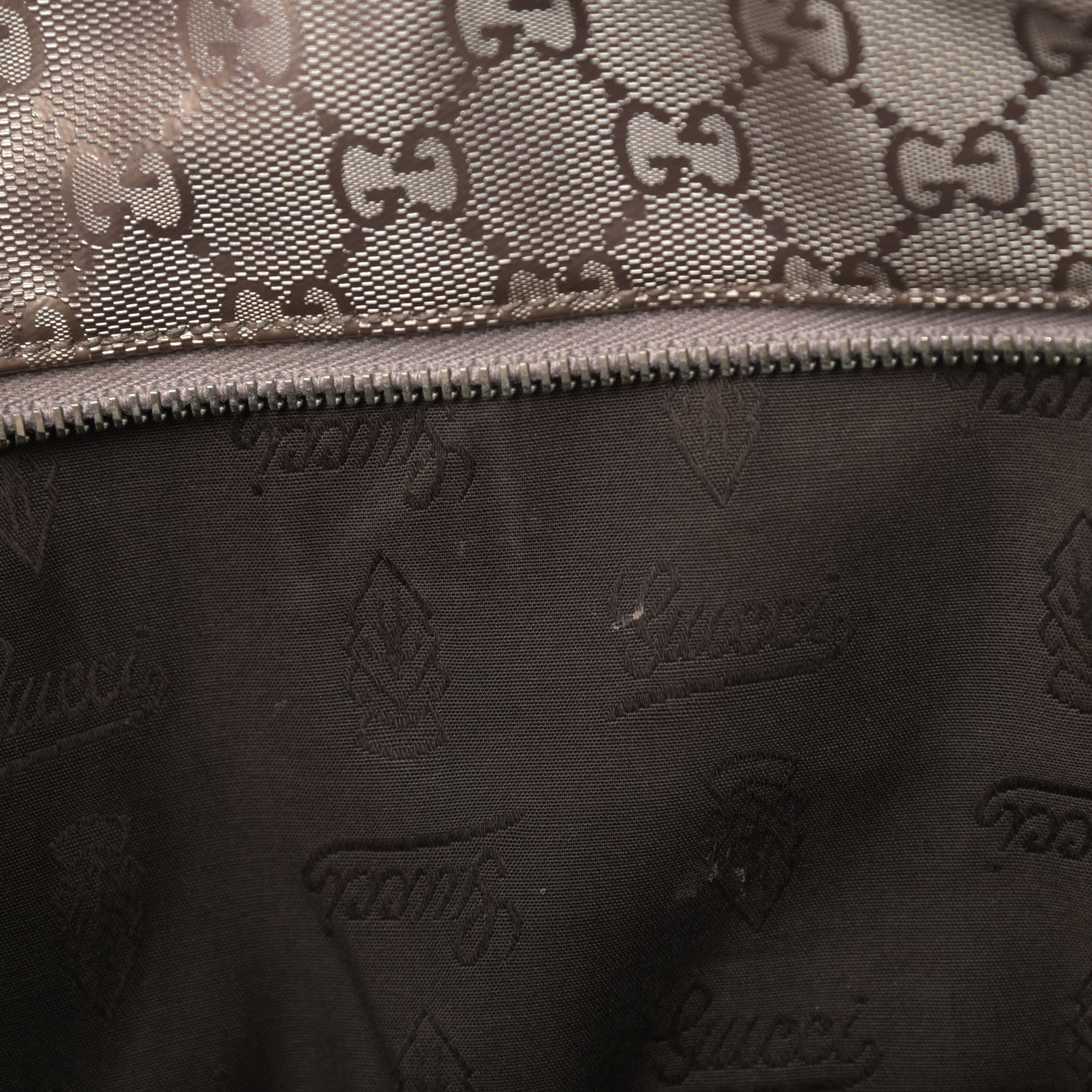 Gucci Imprime Monogram Medium Zippered Shopping Tote Pewter 14 of 20