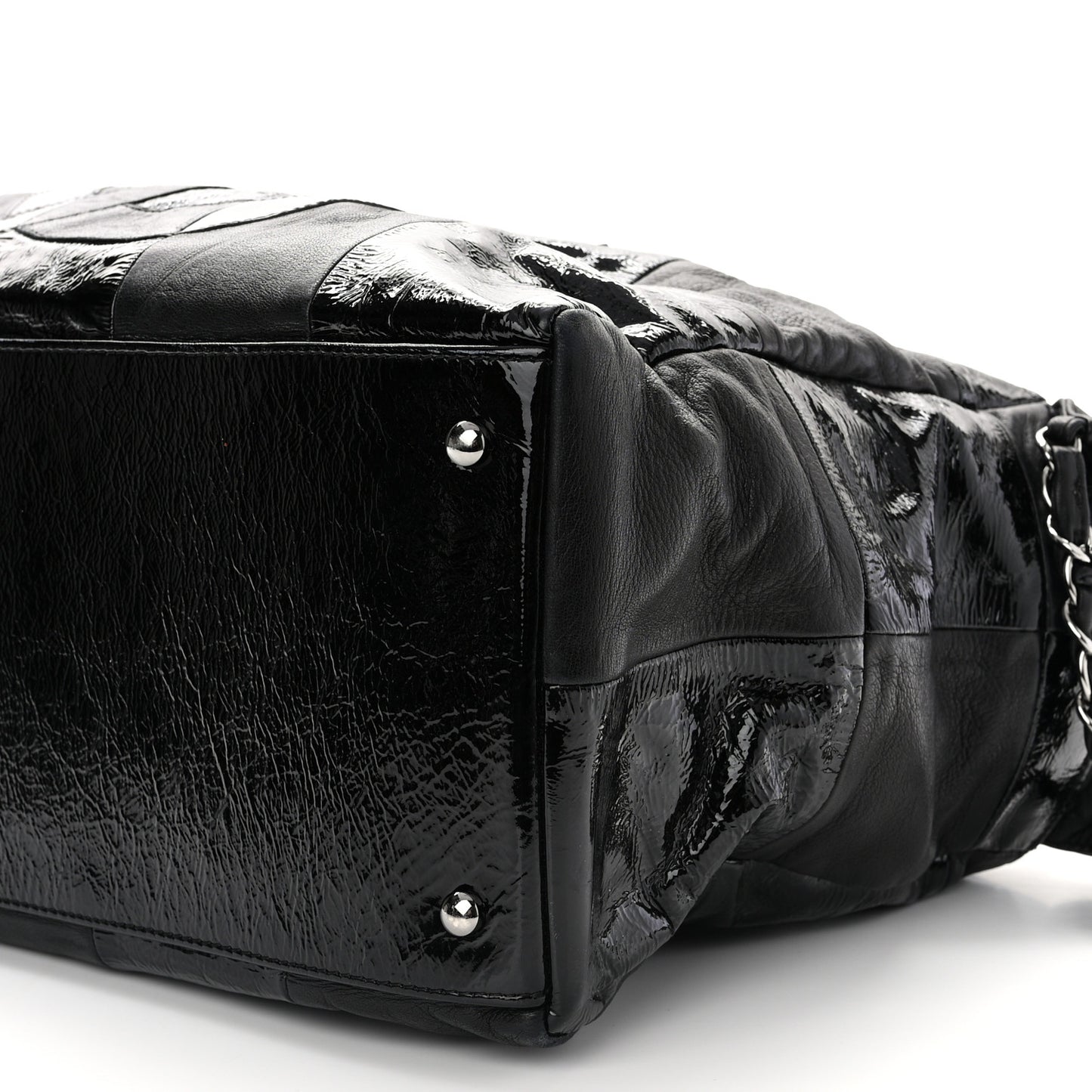 Lambskin Patent Calfskin Brooklyn Patchwork Hobo Black