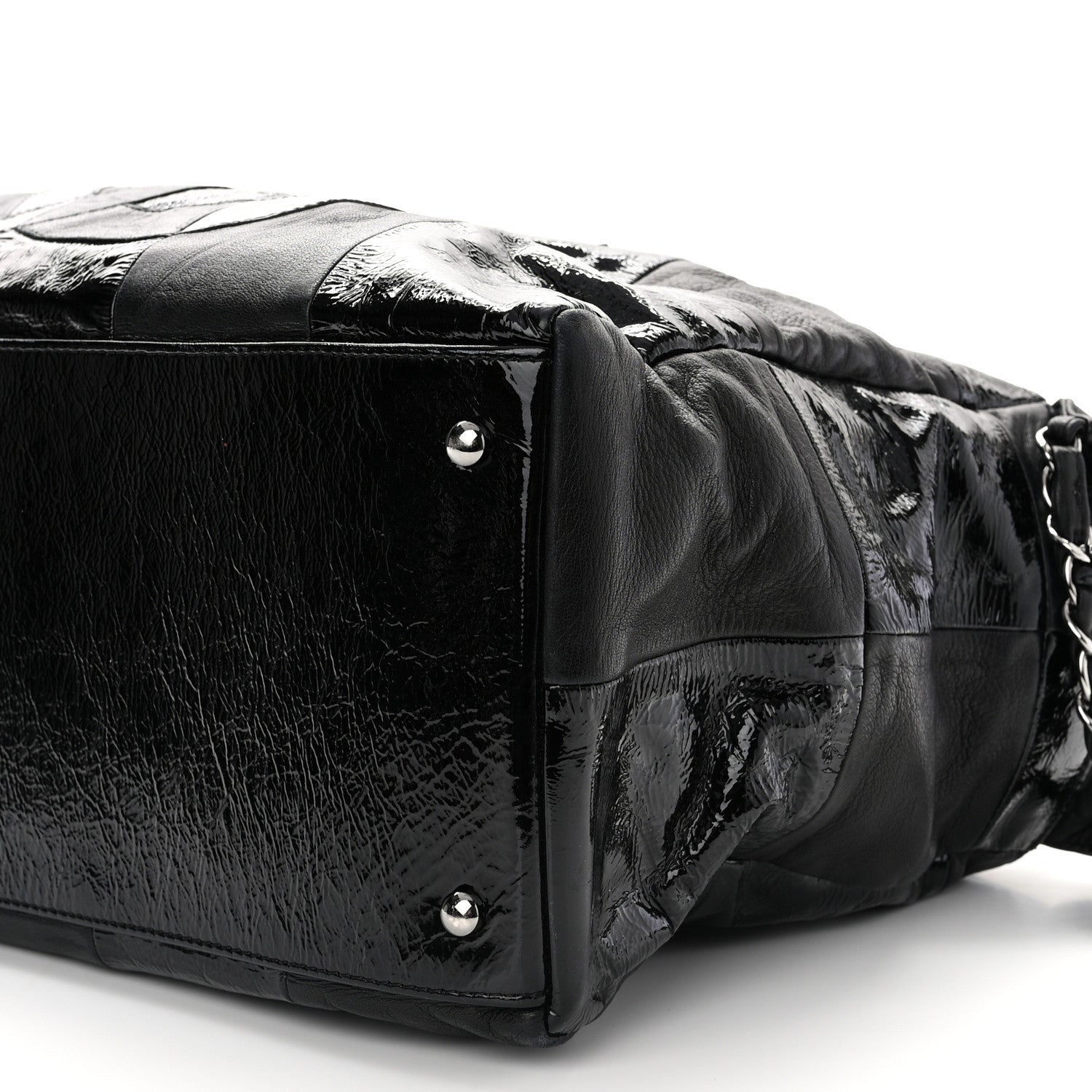 Chanel Lambskin Patent Calfskin Brooklyn Patchwork Hobo Black 10 of 11