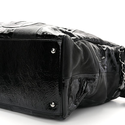 Chanel Lambskin Patent Calfskin Brooklyn Patchwork Hobo Black 10 of 11