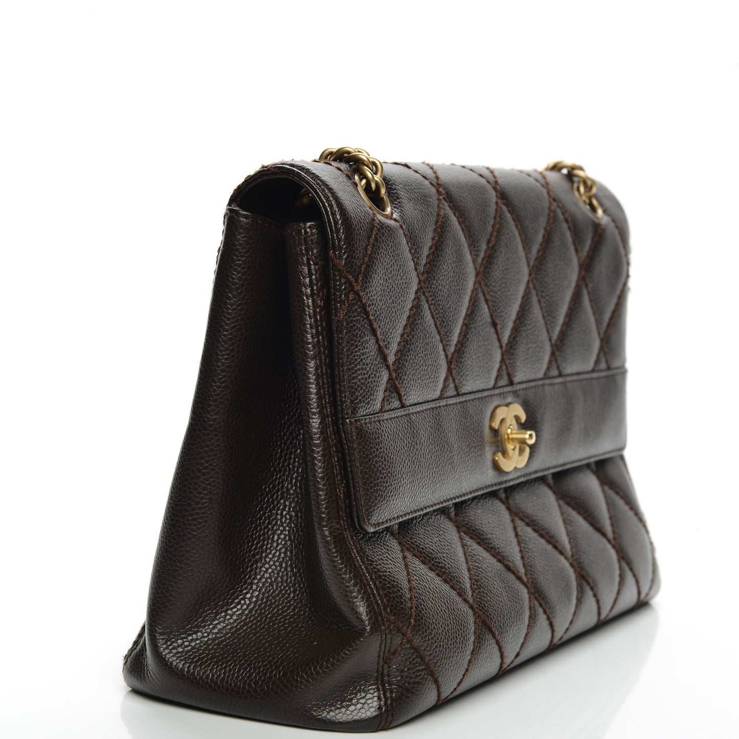 Caviar Quilted Jumbo Single Flap Brown