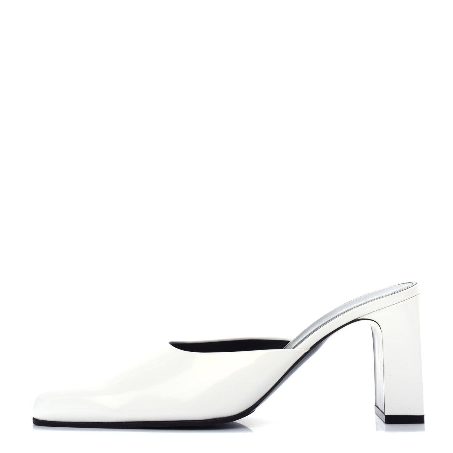 Patinated Calfskin Mule Pumps 40 Optic White