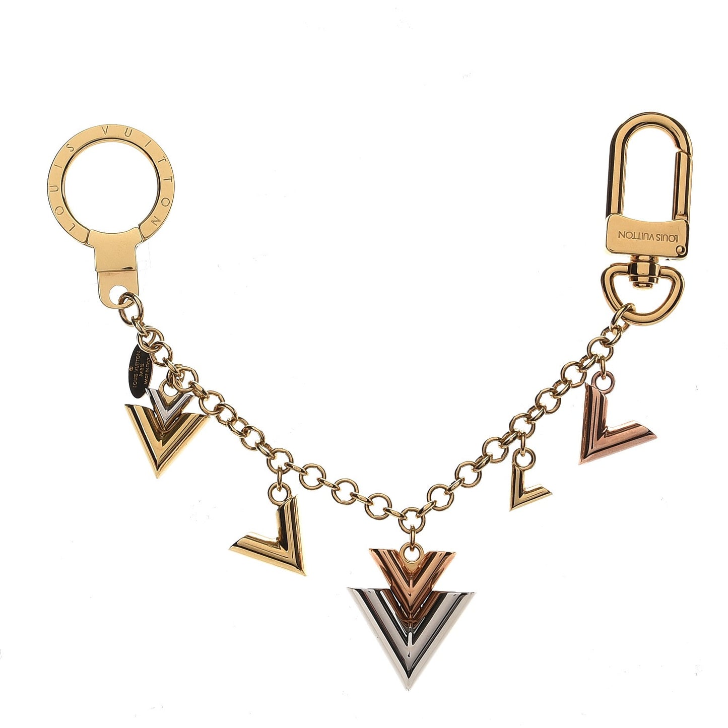 Jingle V Chain Bag Charm Gold