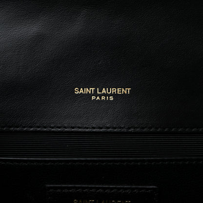 Saint Laurent Grain De Poudre Textured Mixed Matelasse Triquilt Medium Monogram Satchel Black 6 of 11