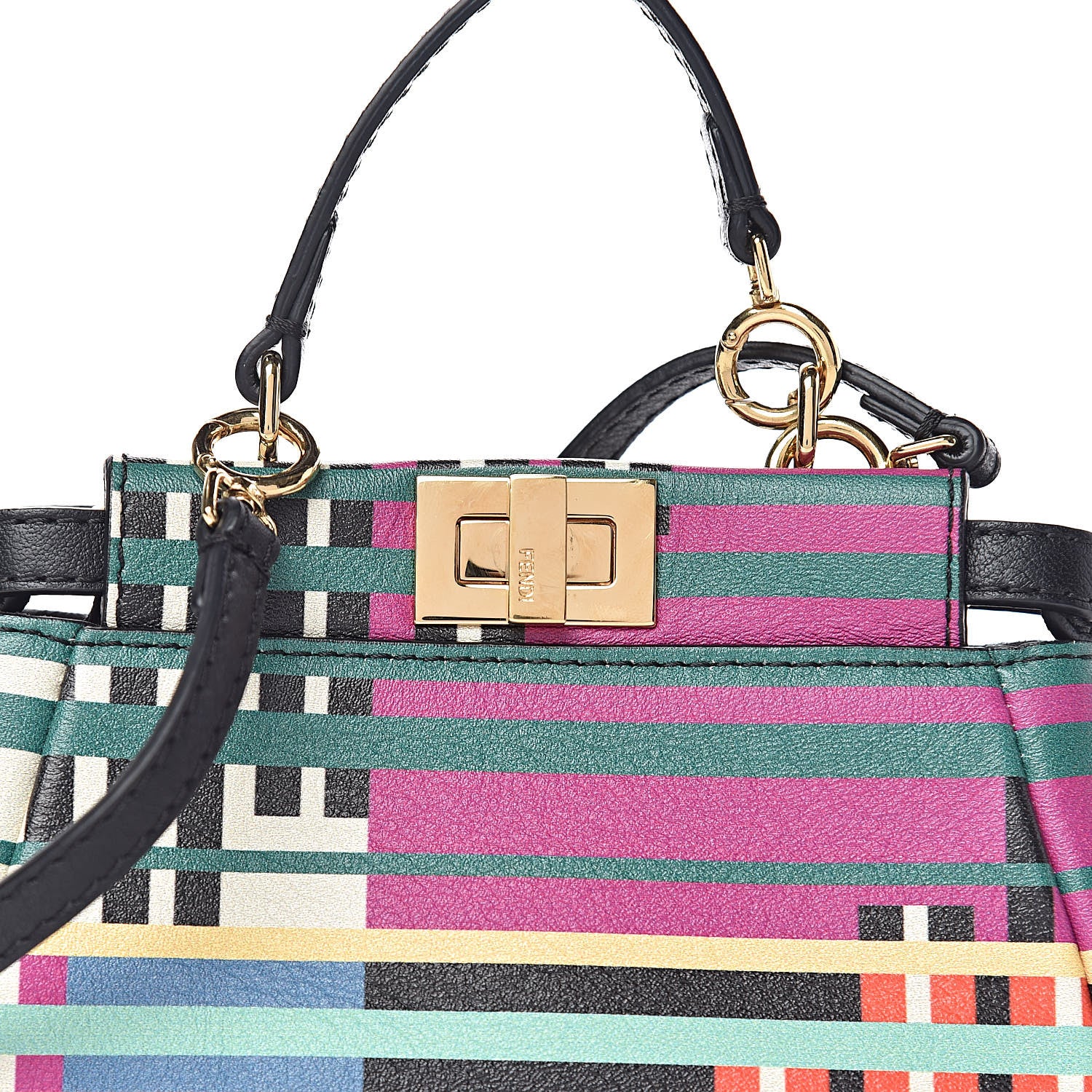 Fendi Vitello Seta Digital Print Micro Peekaboo Iconic Satchel Multicolor Black 10 of 10