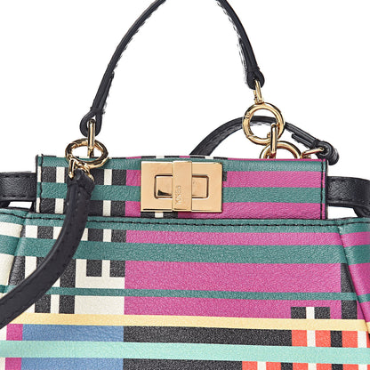 Fendi Vitello Seta Digital Print Micro Peekaboo Iconic Satchel Multicolor Black 10 of 10