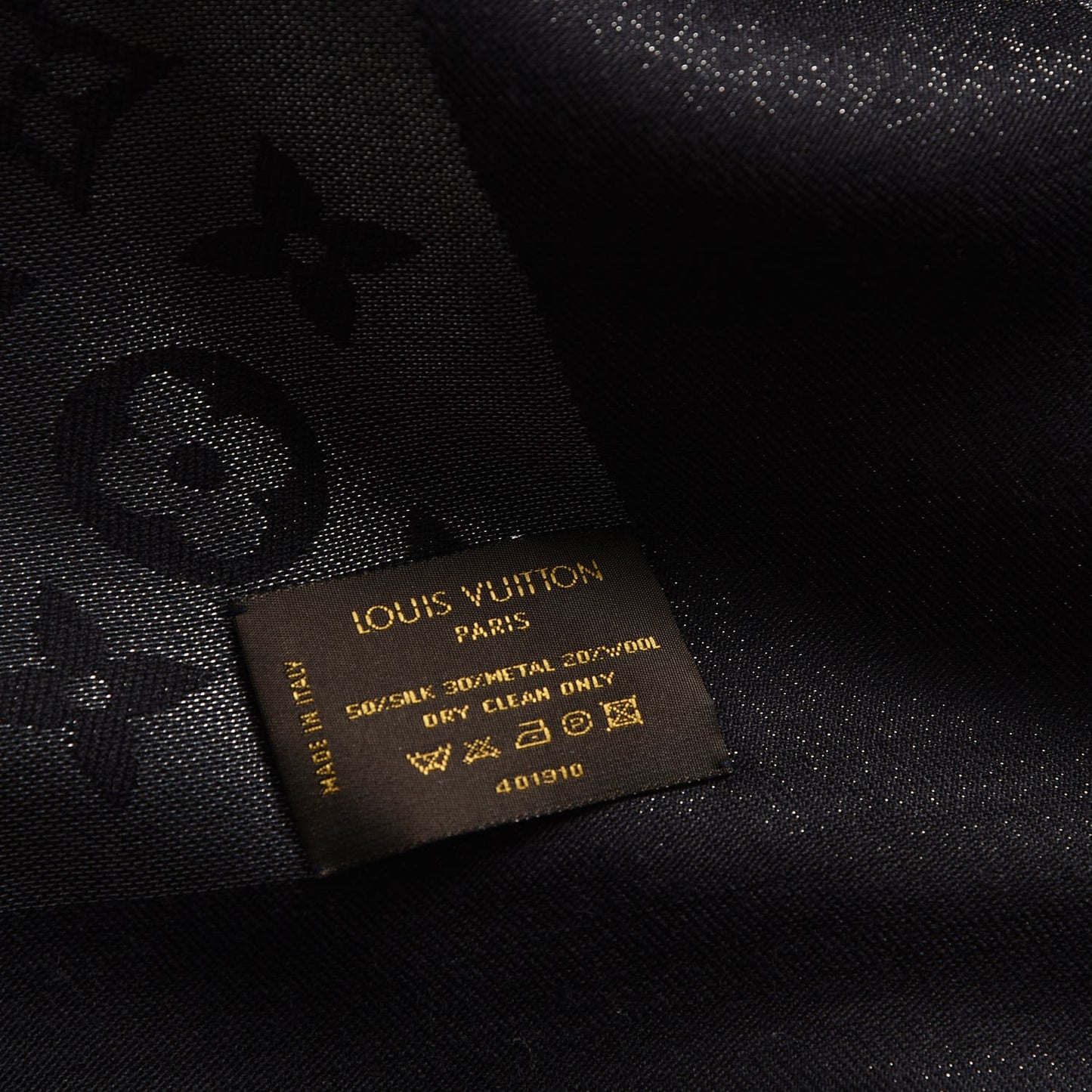 Silk Lurex Wool Monogram Shine Shawl Black