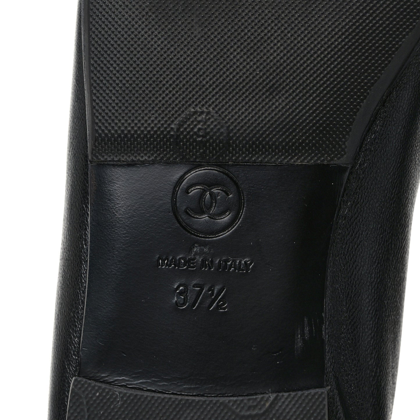 Lambskin Patent CC Cap Toe Ballerina Flats 37.5 Black