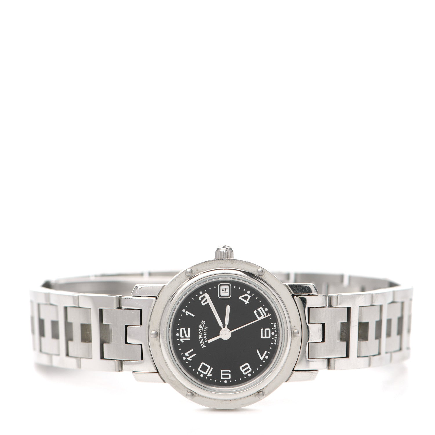 Hermes Stainless Steel 24mm Clipper Quartz Watch Black 3 of 9