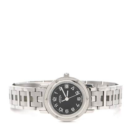 Hermes Stainless Steel 24mm Clipper Quartz Watch Black 3 of 9