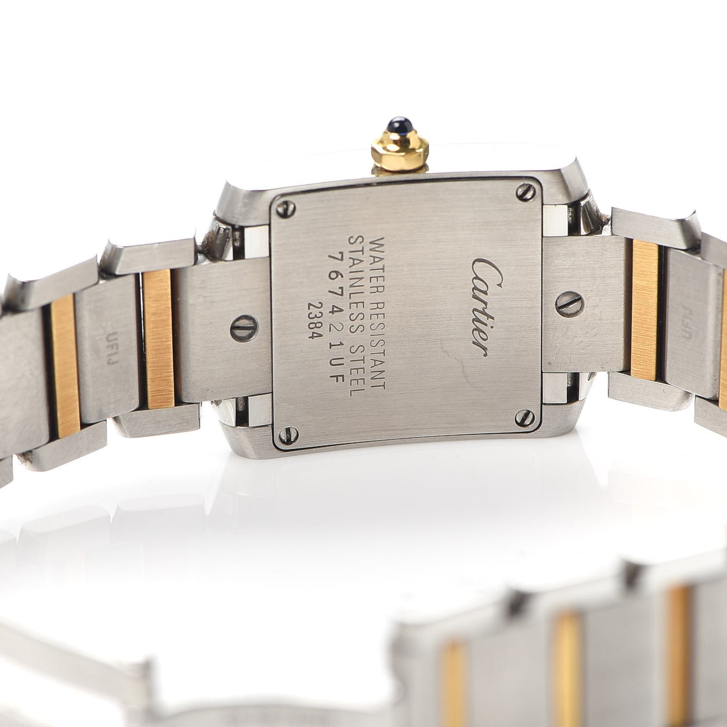 Stainless Steel 18K Yellow Gold 20mm Tank Francaise Quartz Watch