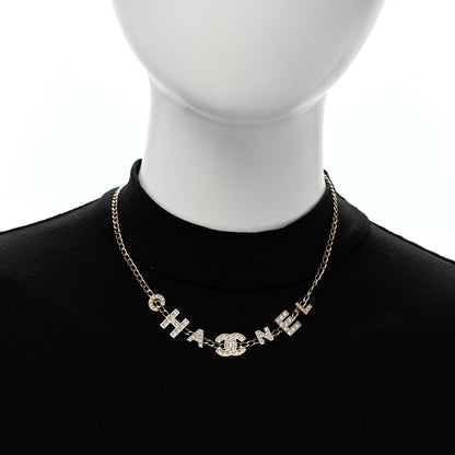 Chanel Crystal CC Letter Chain Necklace Gold Gold 2 of 6