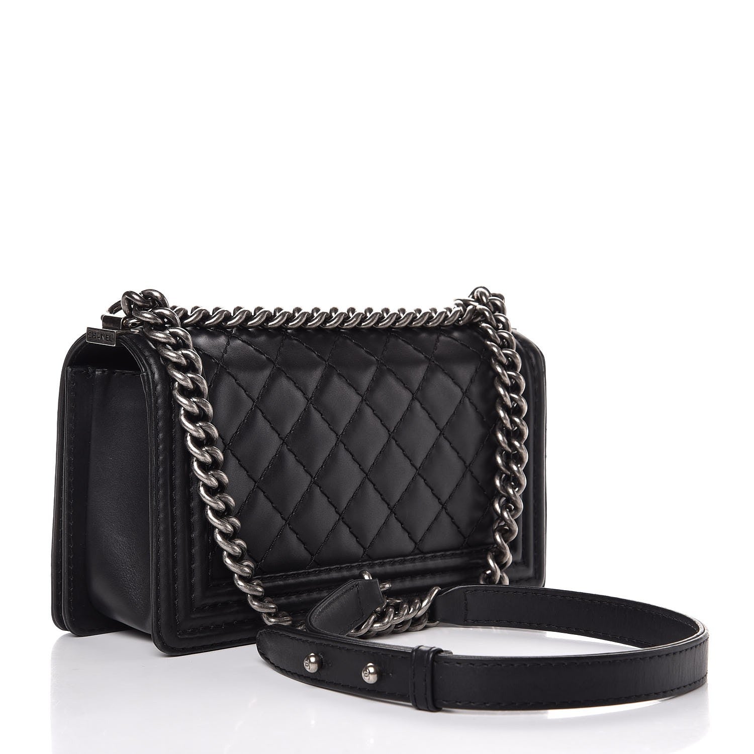 Chanel Calfskin Double Stitch Medium Boy Flap Black 3 of 9