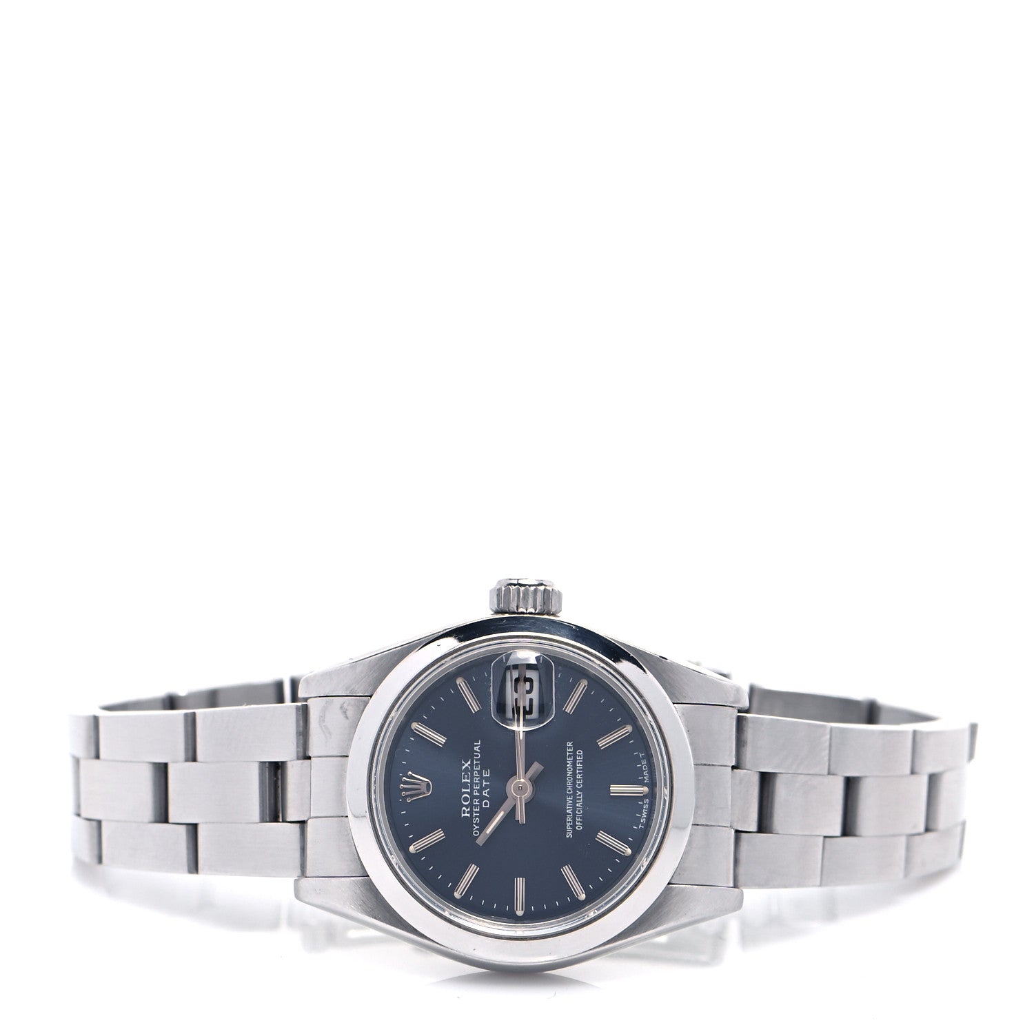 Rolex Stainless Steel 26mm Oyster Perpetual Date Watch Blue 69160 2 of 4