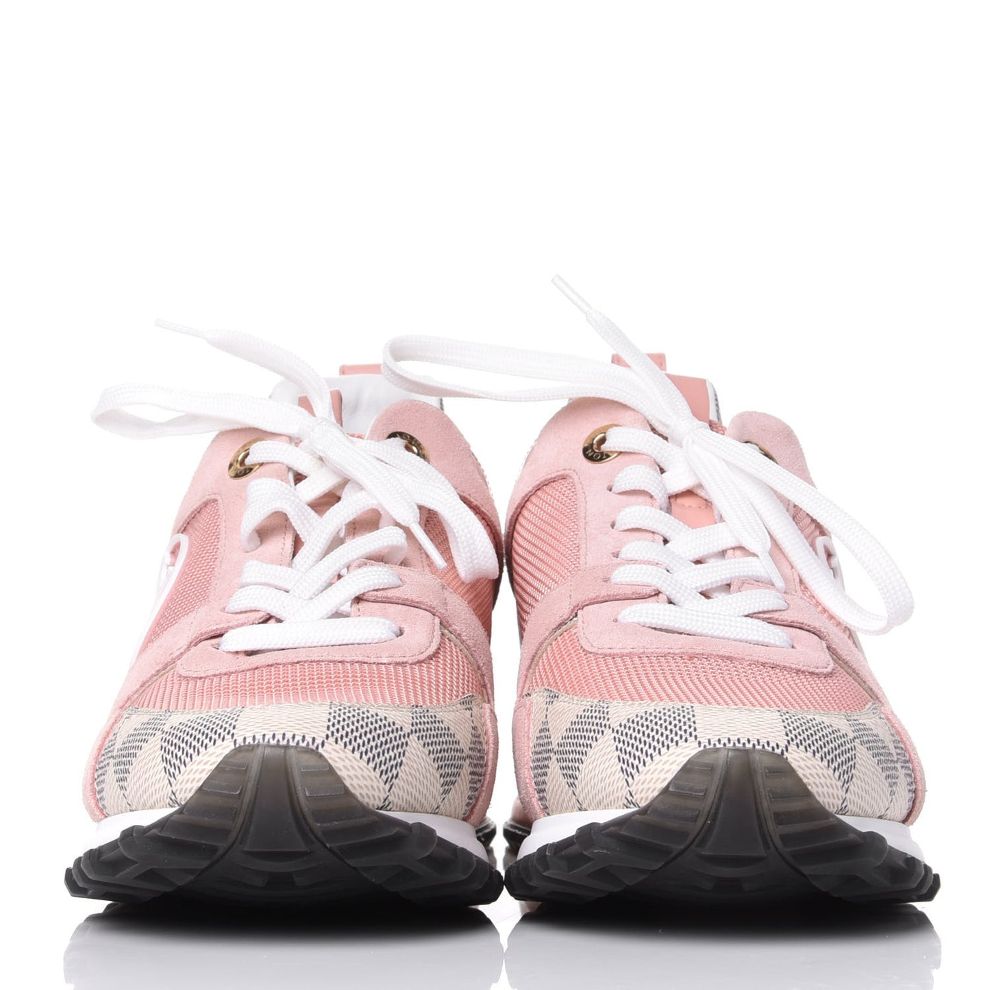 Suede Damier Azur Run Away Sneakers 37.5 Pink