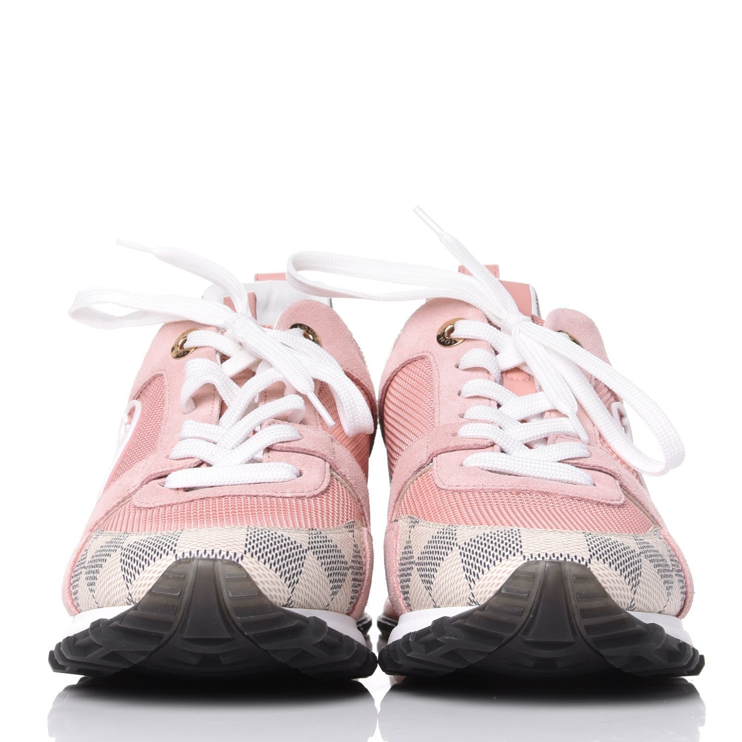 Louis Vuitton Suede Damier Azur Run Away Sneakers 37.5 Pink 2 of 11