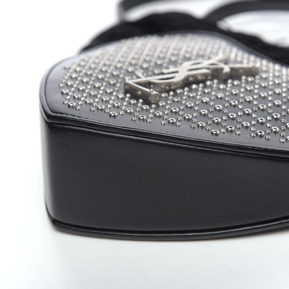 Saint Laurent Calfskin Studded Monogram Heart Shoulder Bag Black 8 of 9