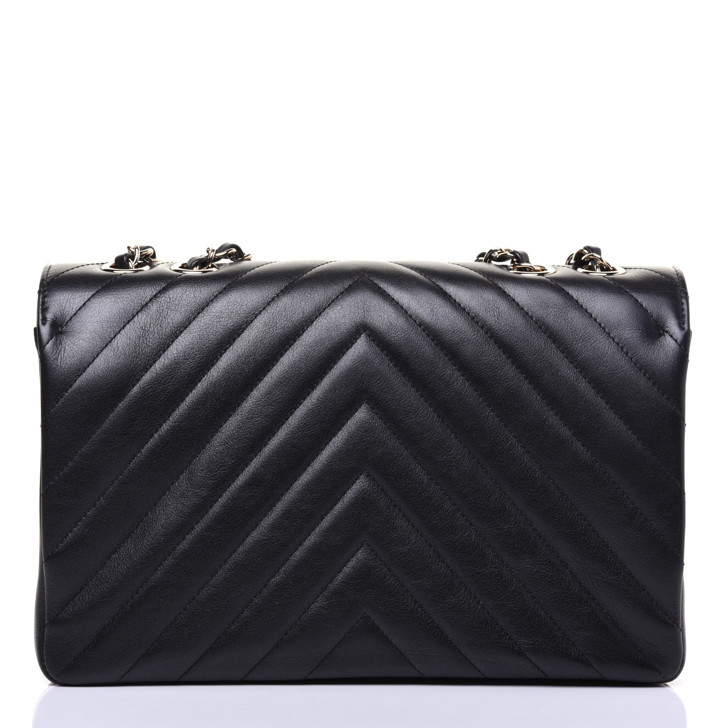 Chanel Calfskin Chevron Quilted Medium Statement Flap Black 16 of 17