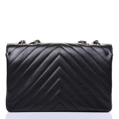 Chanel Calfskin Chevron Quilted Medium Statement Flap Black 16 of 17