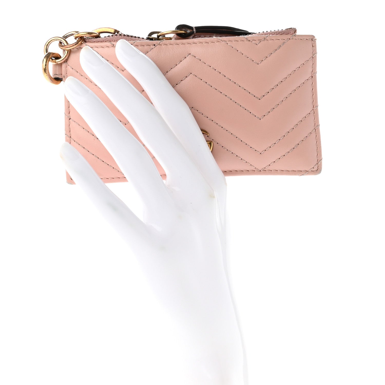 Gucci Calfskin Matelasse GG Marmont Coin Case Card Holder Wristlet Perfect Pink 2 of 8
