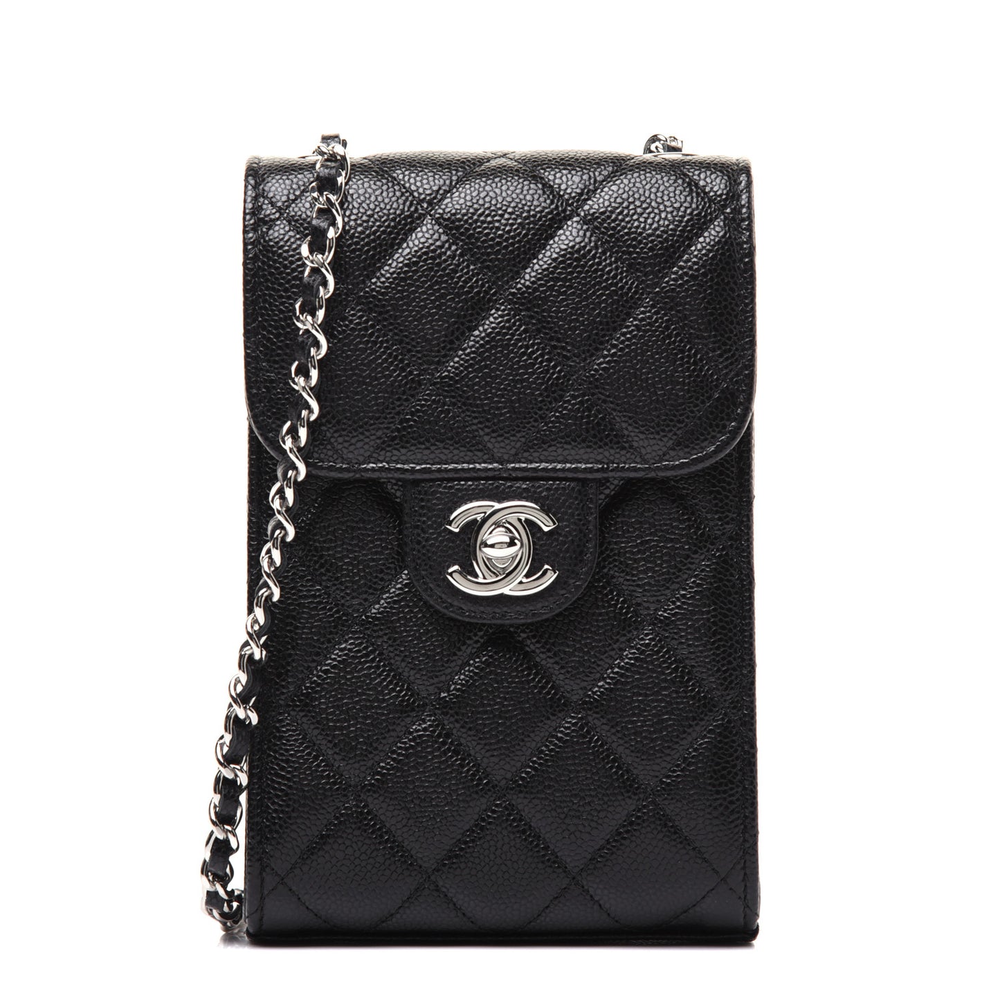 Caviar Quilted Classic Phone Holder Black