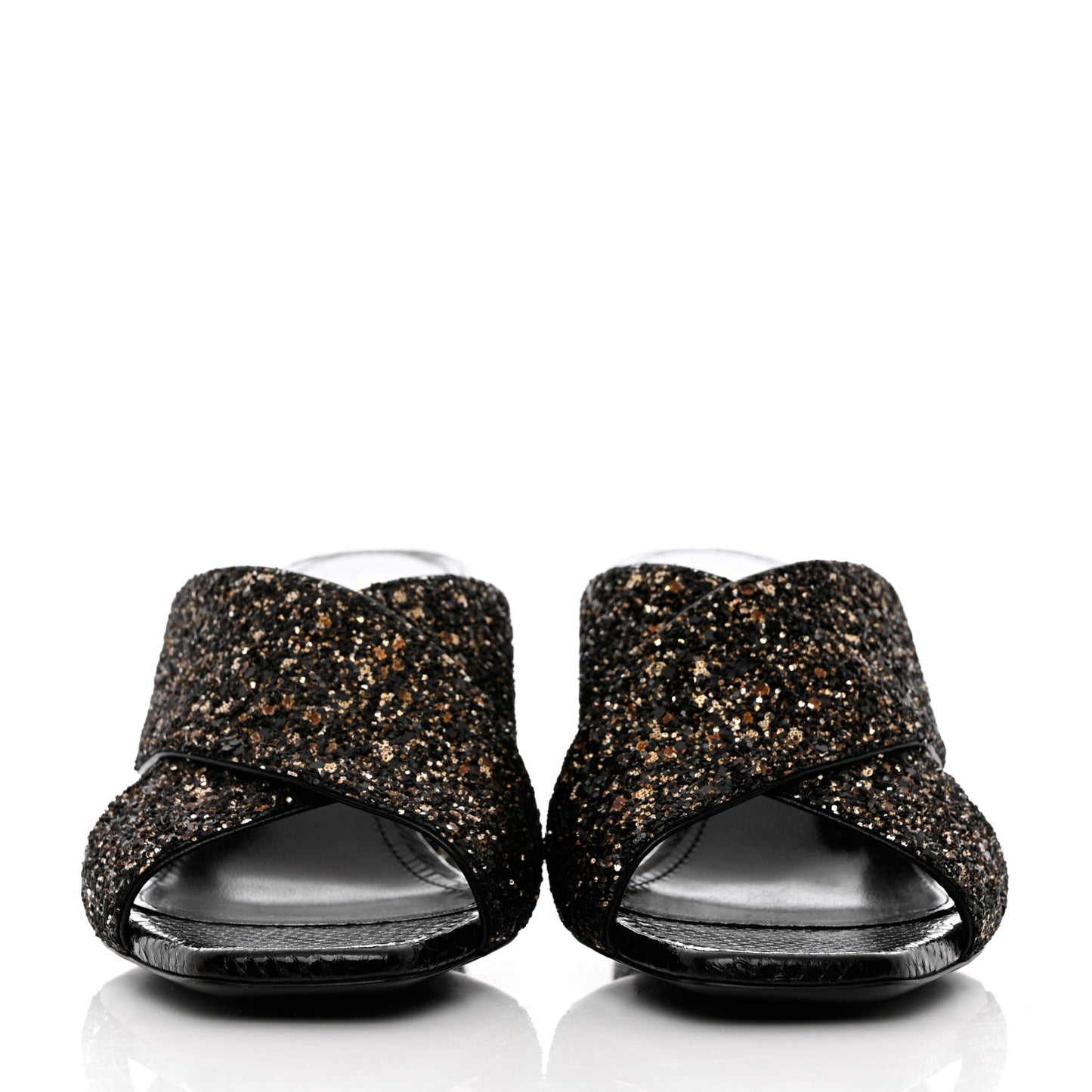 Glitter LouLou 70 Mule Sandals 36 Black Gold